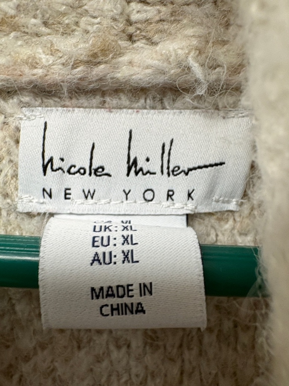 Nicole Miller Cream Textured Knit Sweater